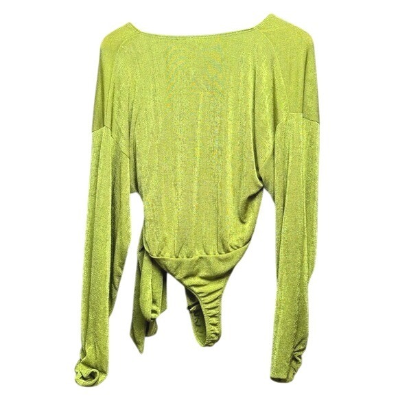 ASOS DESIGN slinky wrap over bodysuit in‎ olive NWT Sz 6 - Picture 4 of 4